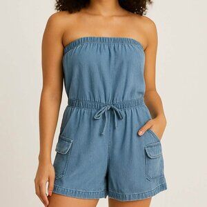 Summer Festival Casual Tube Top Cute Blue Coconut Girl Le Lis Romper [size M]